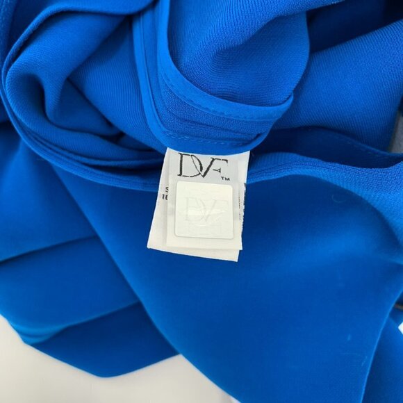 DVF Diane von Furstenberg Wylda shift dress neptune blue ruffle drape new 2 - Picture 6 of 6